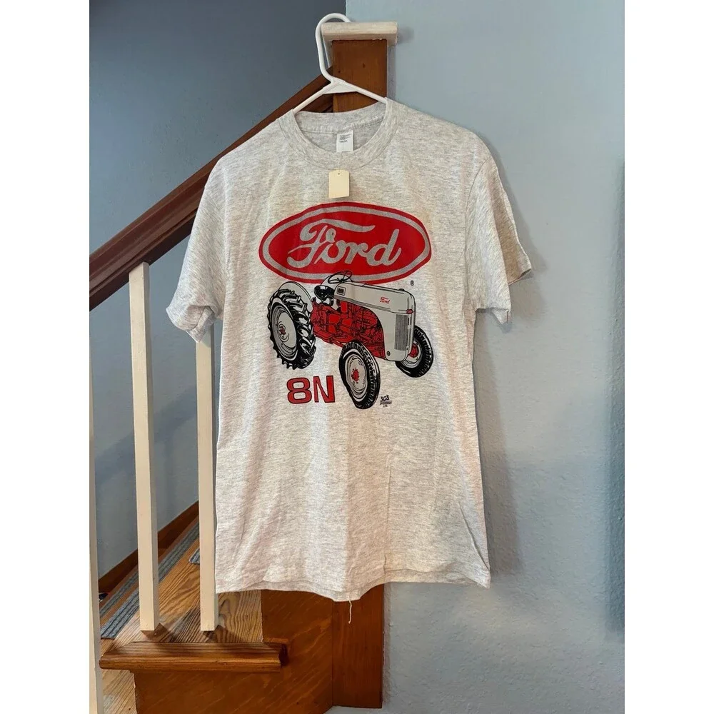 Vintage Ford Tractor shirt 8N farmer 80s single stitch gray Agriculture NWT L